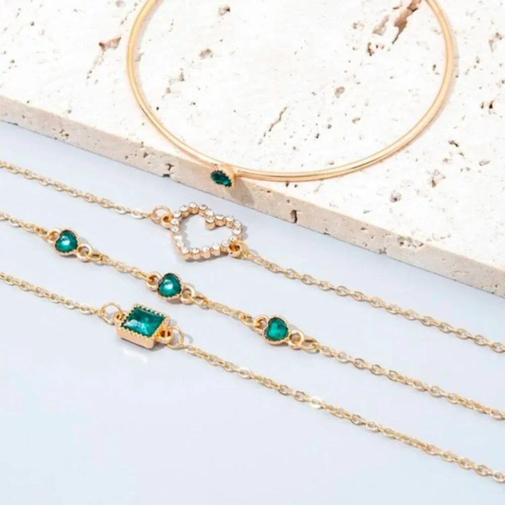 Heart & Square Bracelet Set